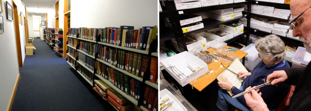 Interior corridor and volunteers working